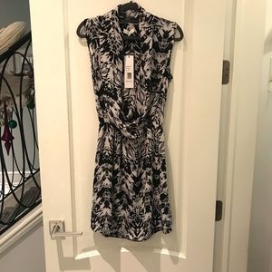 NWT - Parker Draped Surplice Neck Black Mini Dress